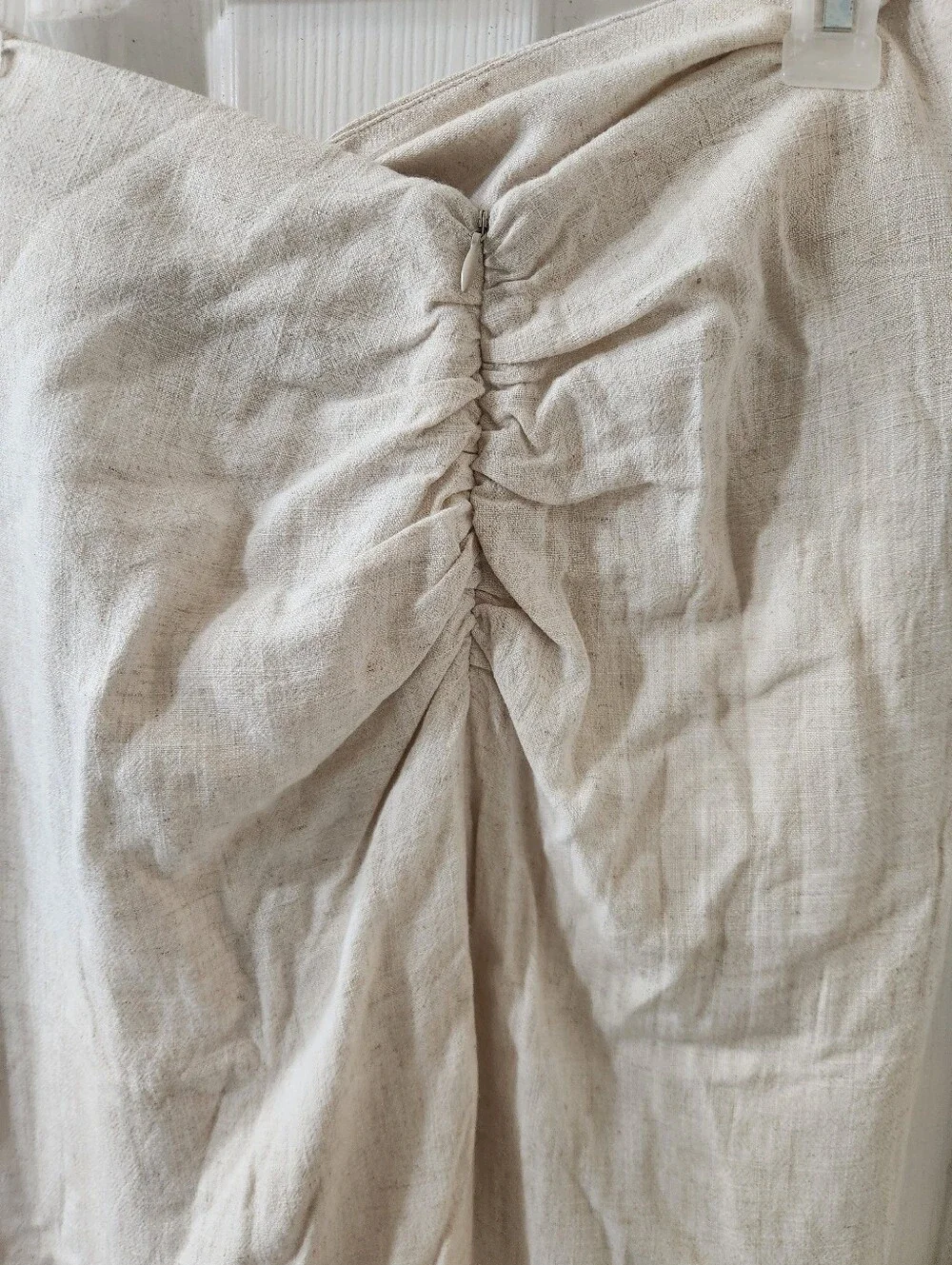 HYFVE Beige Side-Tie Linen-Blend Pencil Skirt